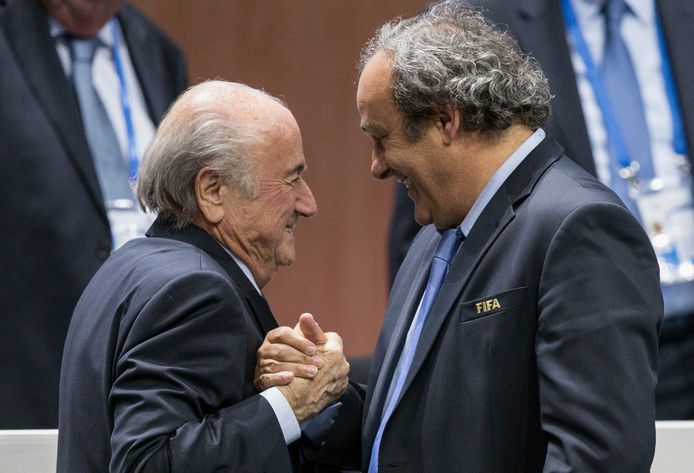 Sepp Blatter en  Michel Platini.