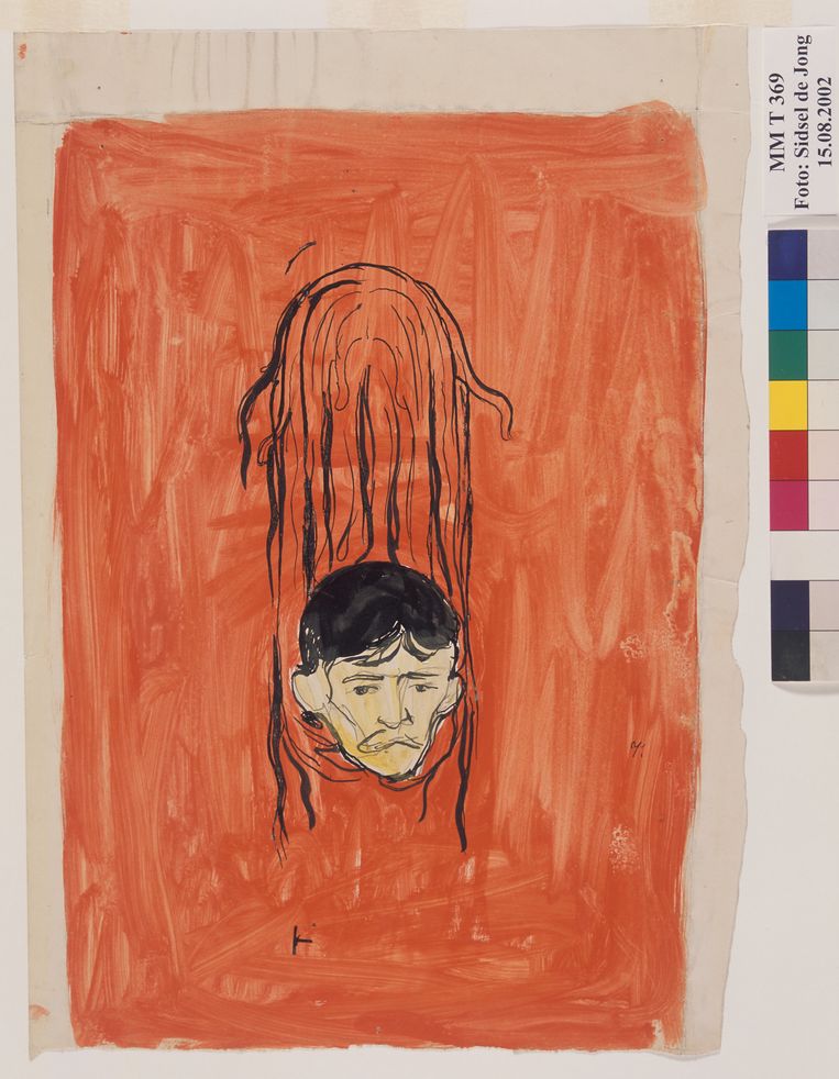 Zelfportret van Edvard Munch. Beeld Munchmuseum