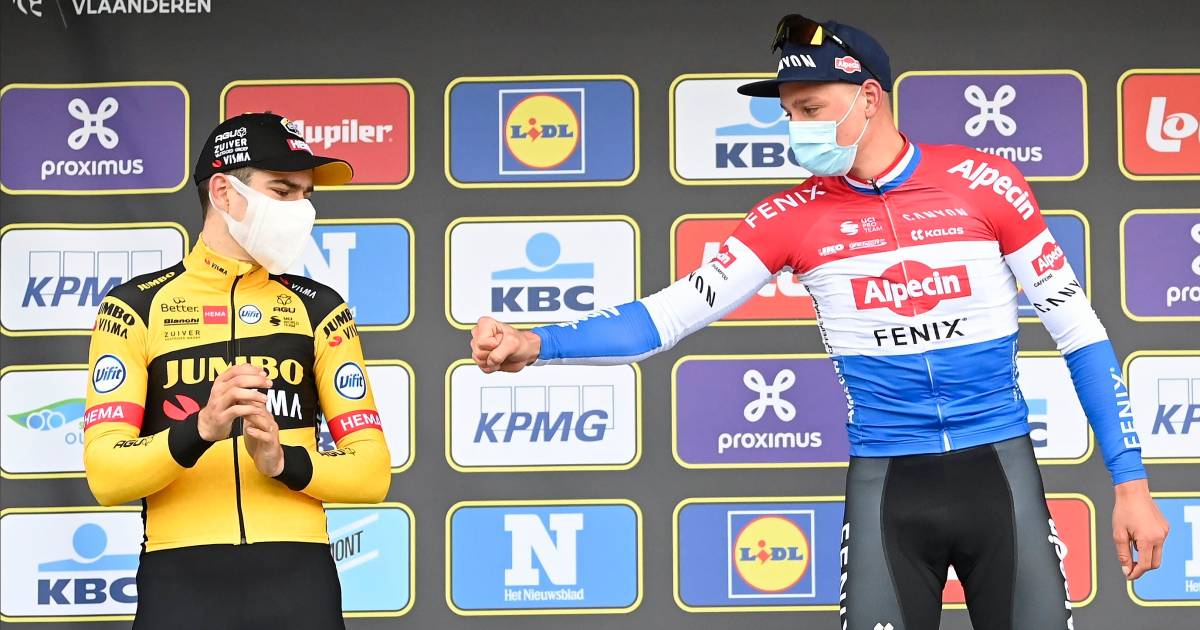 Van Der Poel Wint Titanenduel Tegen Van Aert Na Ronde Van Vlaanderen Om Duimen En Vingers Bij Af Te Likken Van Der Poel Wint Ronde Van Vlaanderen Hln Be