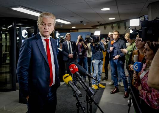 Geert Wilders (PVV) tijdens de formatie. Een volgend kabinet heeft heel wat minder speelruimte, zegt het CPB.