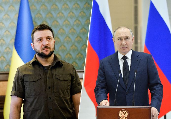 Volodymyr Zelensky en Vladimir Poetin.