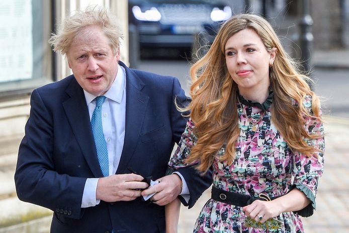 De Britse premier Boris Johnson en zijn verloofde Carrie Symonds.