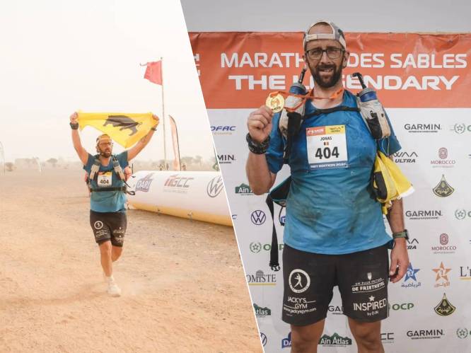 253 kilometer lopen bij temperaturen van 50 graden, maar Jonas (40) haalt finish van Marathon des Sables: “Op een bepaald moment zag mijn urine bruin”