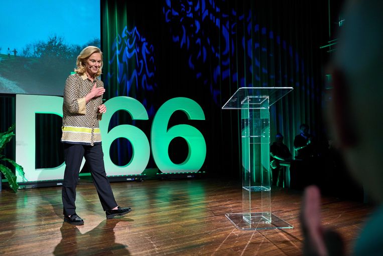 D66-leider Sigrid Kaag reageert op de uitslagen voor de Provinciale Statenverkiezingen.  Beeld ANP
