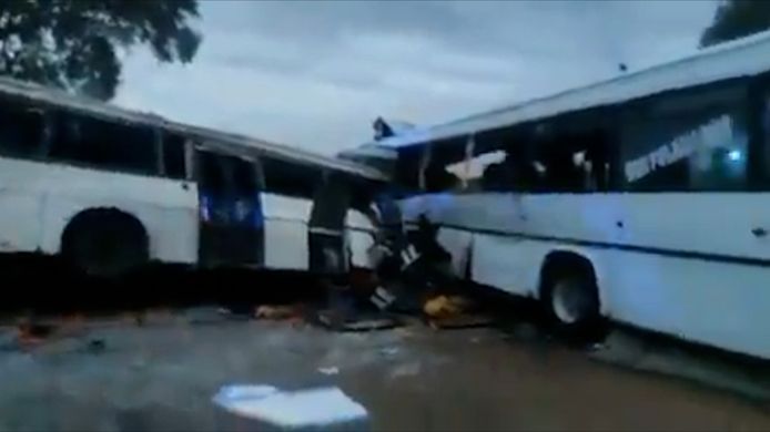 At least 38 people were killed and dozens injured in a collision of two buses in Senegal