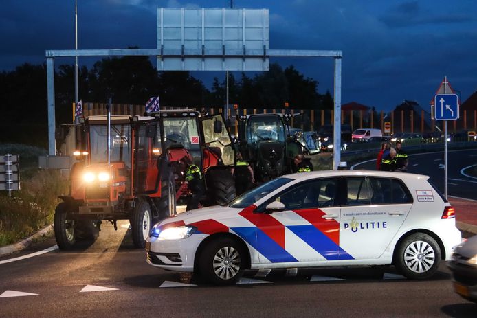 The police blockade in Heerenveen.