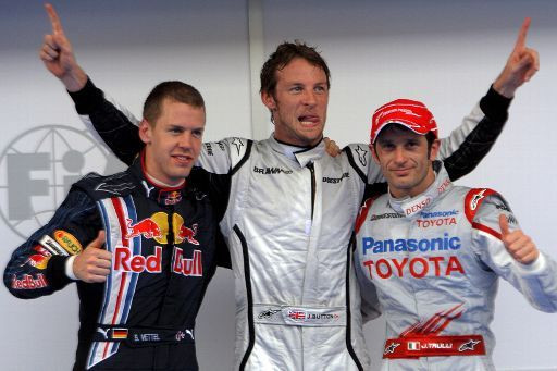 Sebastian Vettel, Jenson Button et Jarno Trulli