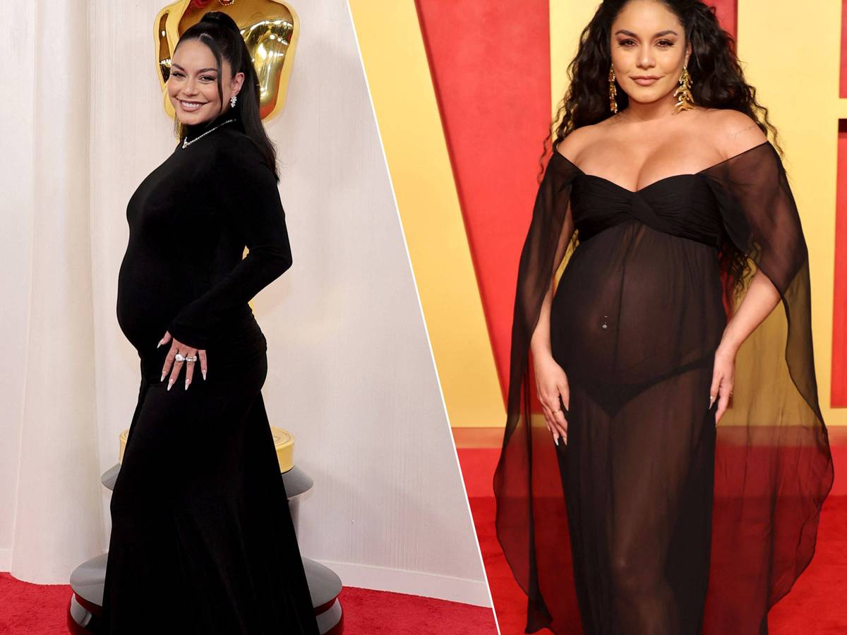 IN BEELD. Vanessa Hudgens kondigt zwangerschap aan in wel héél sexy jurk op  de rode loper | Oscars 2024 | hln.be