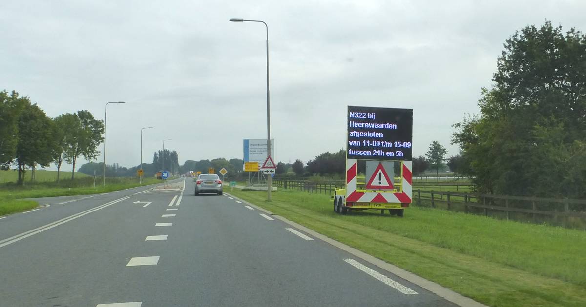Provinciale weg N322 bij Heerewaarden gaat vier nachten dicht