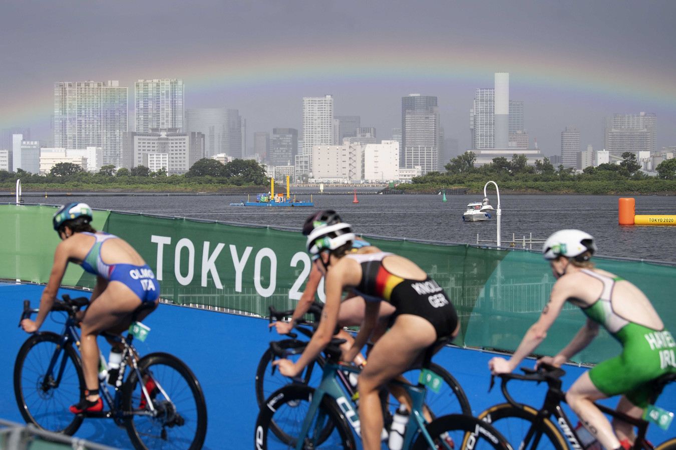 De triatlon tijdens de Olympische Spelen in Tokio.