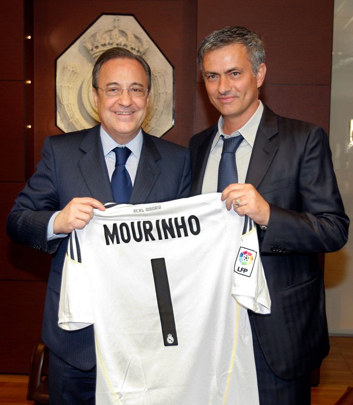 Florentino Pérez en José Mourinho in betere tijden.