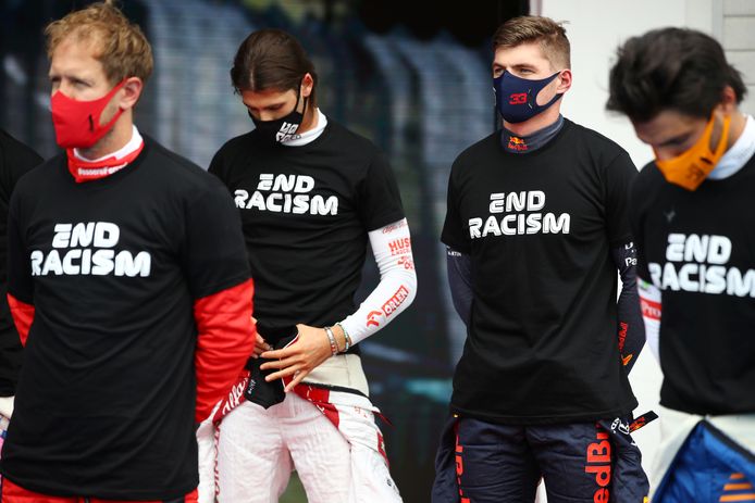 Sebastian Vettel, Antonio Giovinazzi, Max Verstappen en Carlos Sainz jr.
