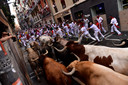 Les habitants fuient les taureaux au festival de la San Fermin, en Espagne.
