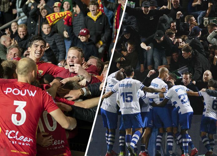 Vreugde bij de fans van Go Ahead Eagles en PEC Zwolle, maar dit soort beelden zullen we de komende tijd niet zien.