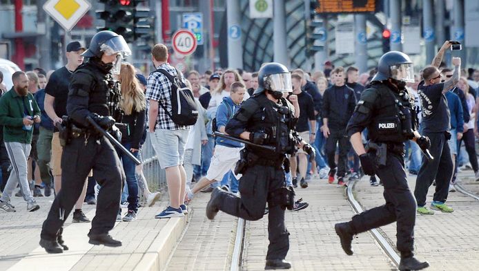 Intervention des forces de l'ordre, lundi, à Chemnitz
