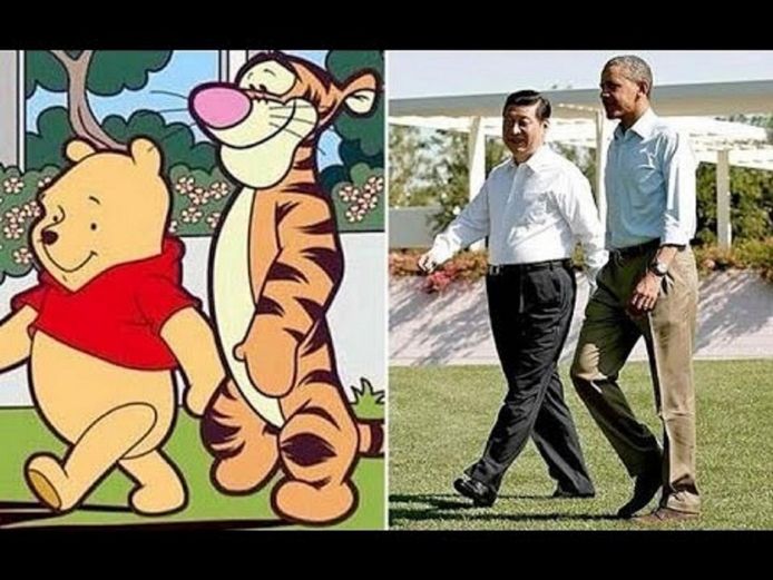 President Xi Jinping en Barack Obama worden vergeleken met Winnie de Poeh en Teigetje.