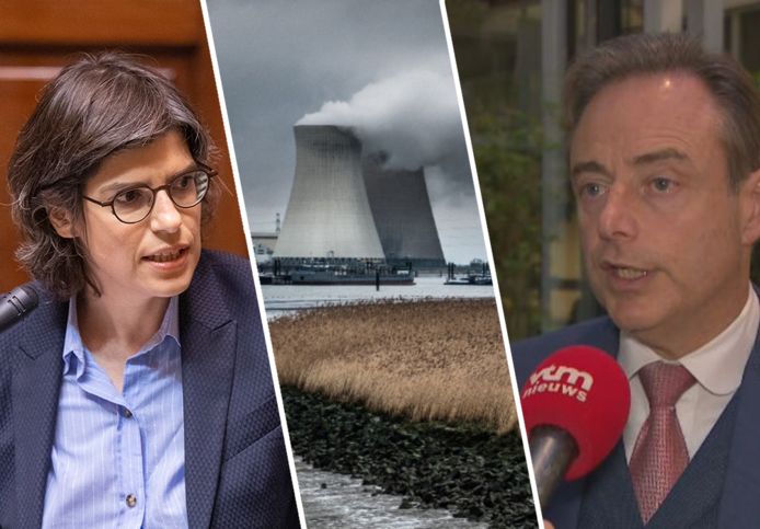 Fotomontage met energieminister Tinne Van der Straeten (Groen) en N-VA-voorzitter Bart De Wever.
