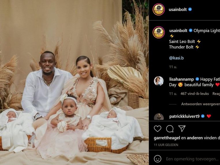 Usain Bolt met zijn gezin op Instagram.  Beeld Instagram