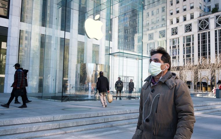 Een winkel van Apple in New York. De techreus behoort tot bedrijven die ervan worden beschuldigd hun dominante positie te misbruiken. Beeld EPA