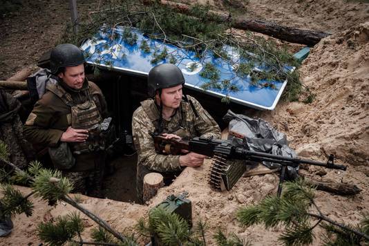 Oekraïense soldaten nabij Lyman. 
