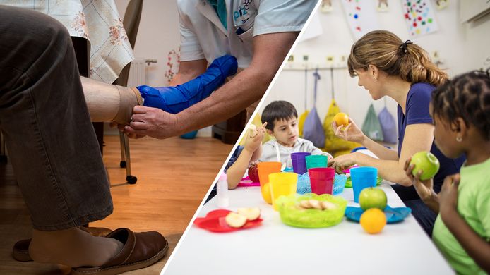 Overdag helpen in de ouderenzorg, ’s middags op de buitenschoolse opvang.