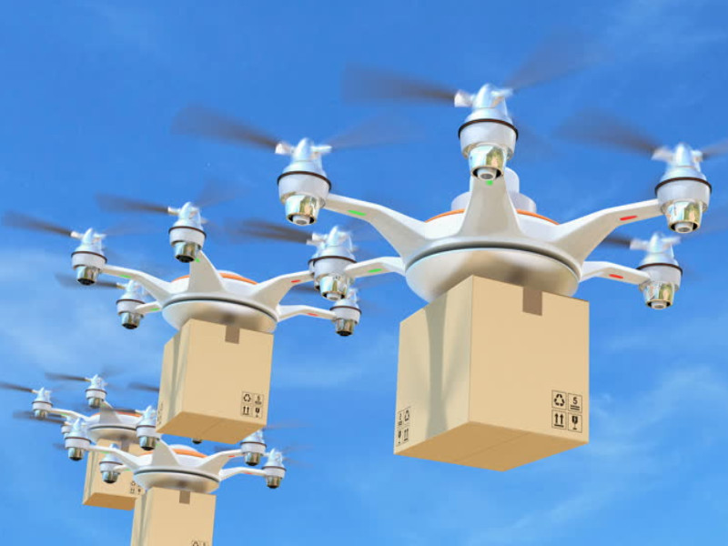 Drones die pakketjes bezorgen. In de toekomst  waarschijnlijk de gewoonste zaak van de wereld.