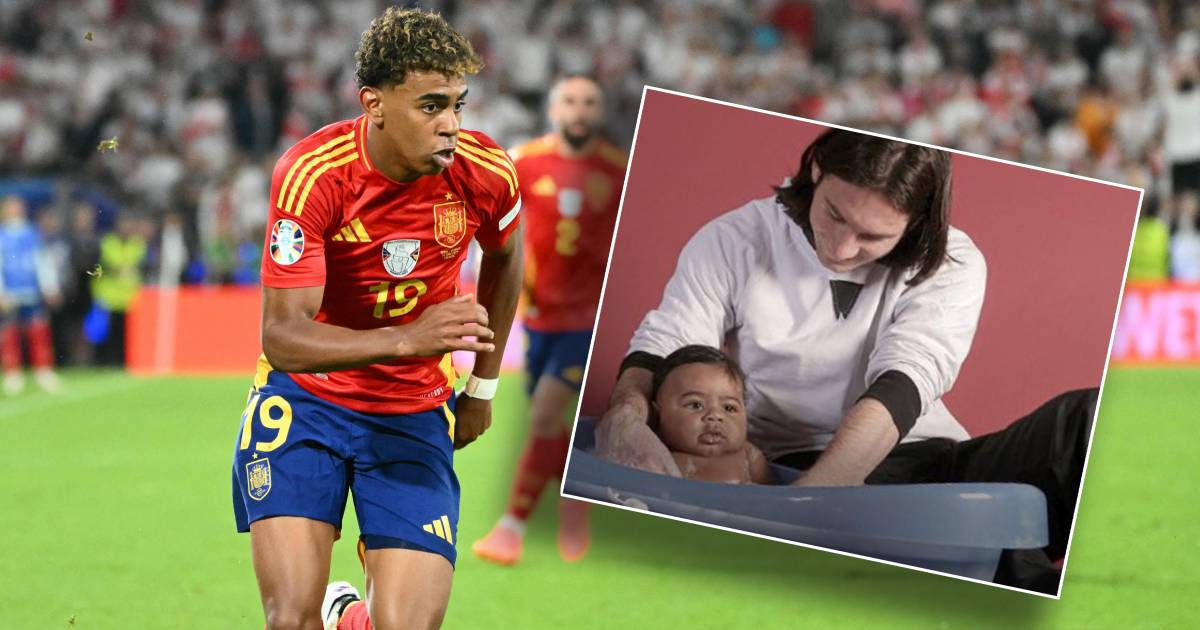 Foto van jonge Lionel Messi met Lamine Yamal als baby gaat na 17 jaar