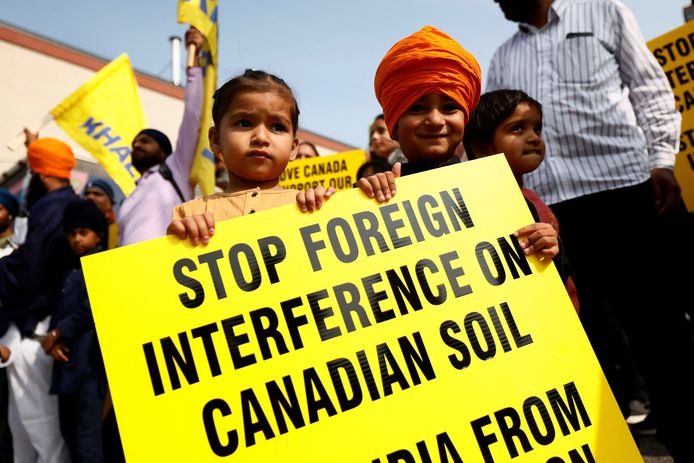 Een protest van de sikh-gemeenschap in Ottawa, Canada.