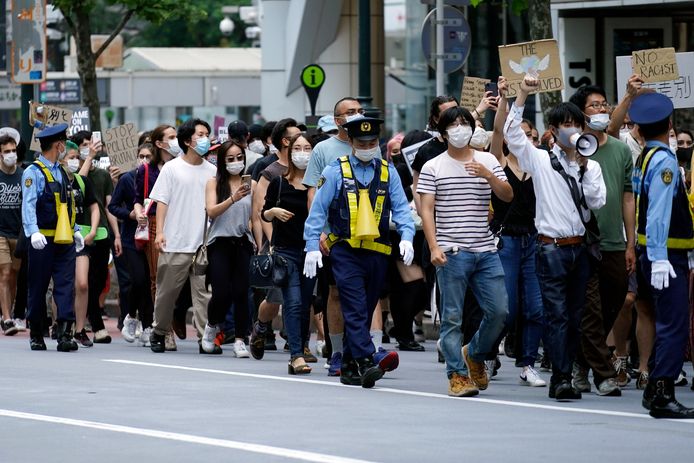 Demonstranten in de Japanse hoofdstad Tokio.