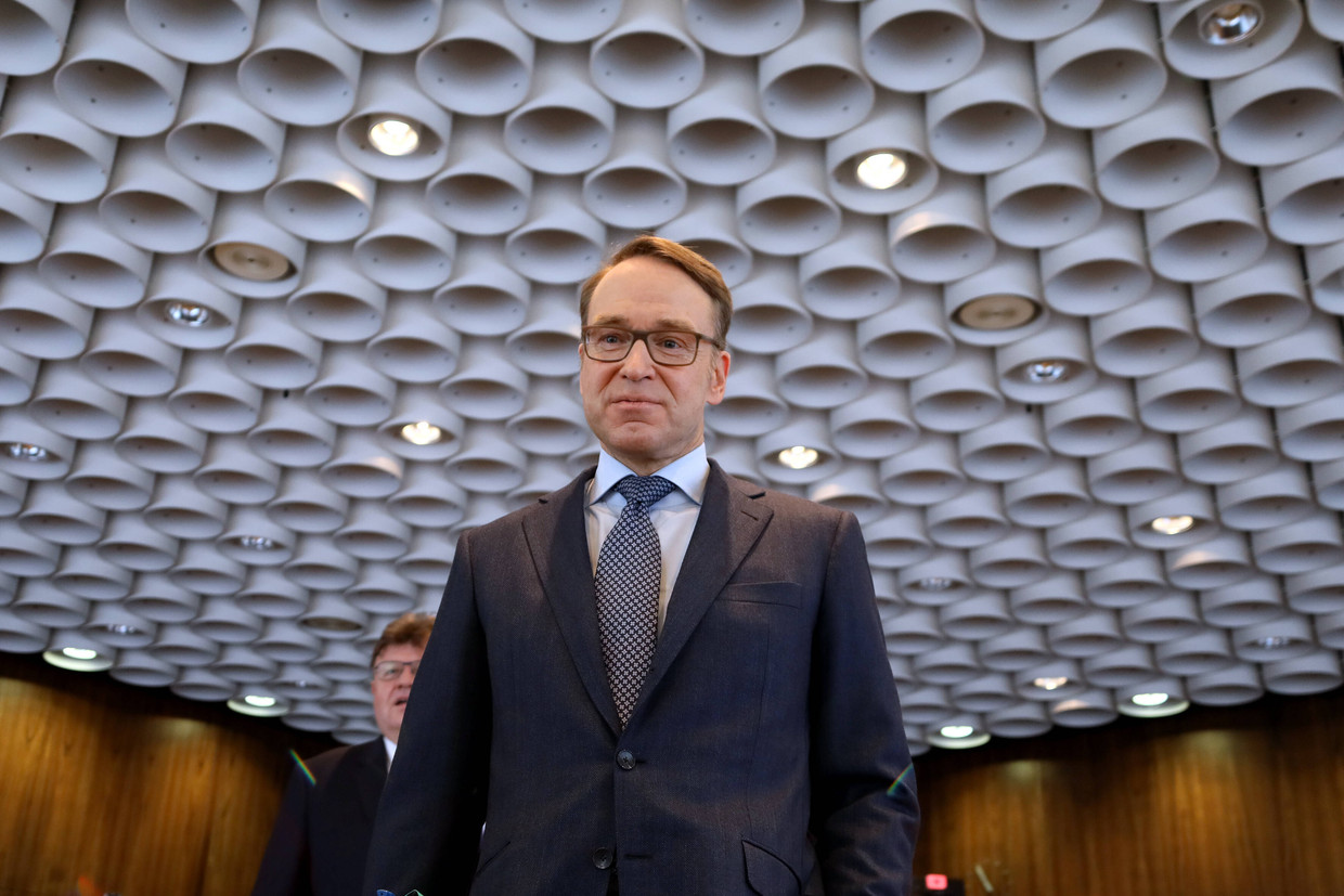 Jens Weidmann, vertrekkend president van de Bundesbank, kwam in de media bekend te staan als ‘Herr Nein’.  Beeld ANP 