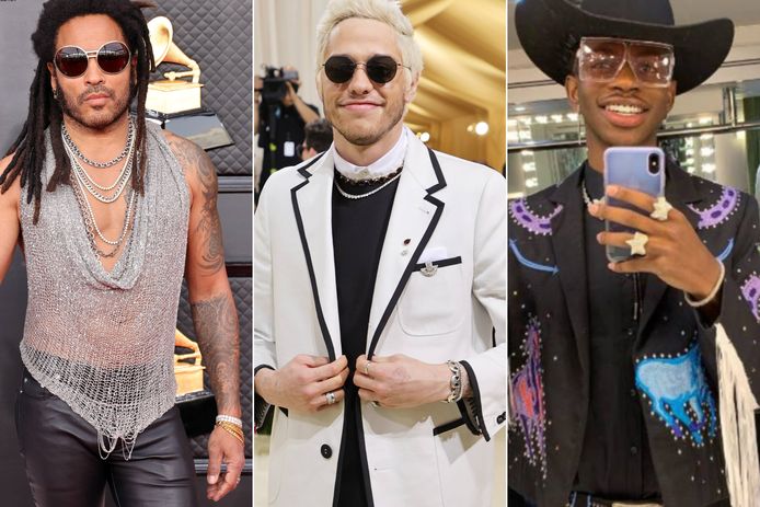 Da sinistra a destra ci sono Lenny Kravitz, Pete Davidson e Lil Nas