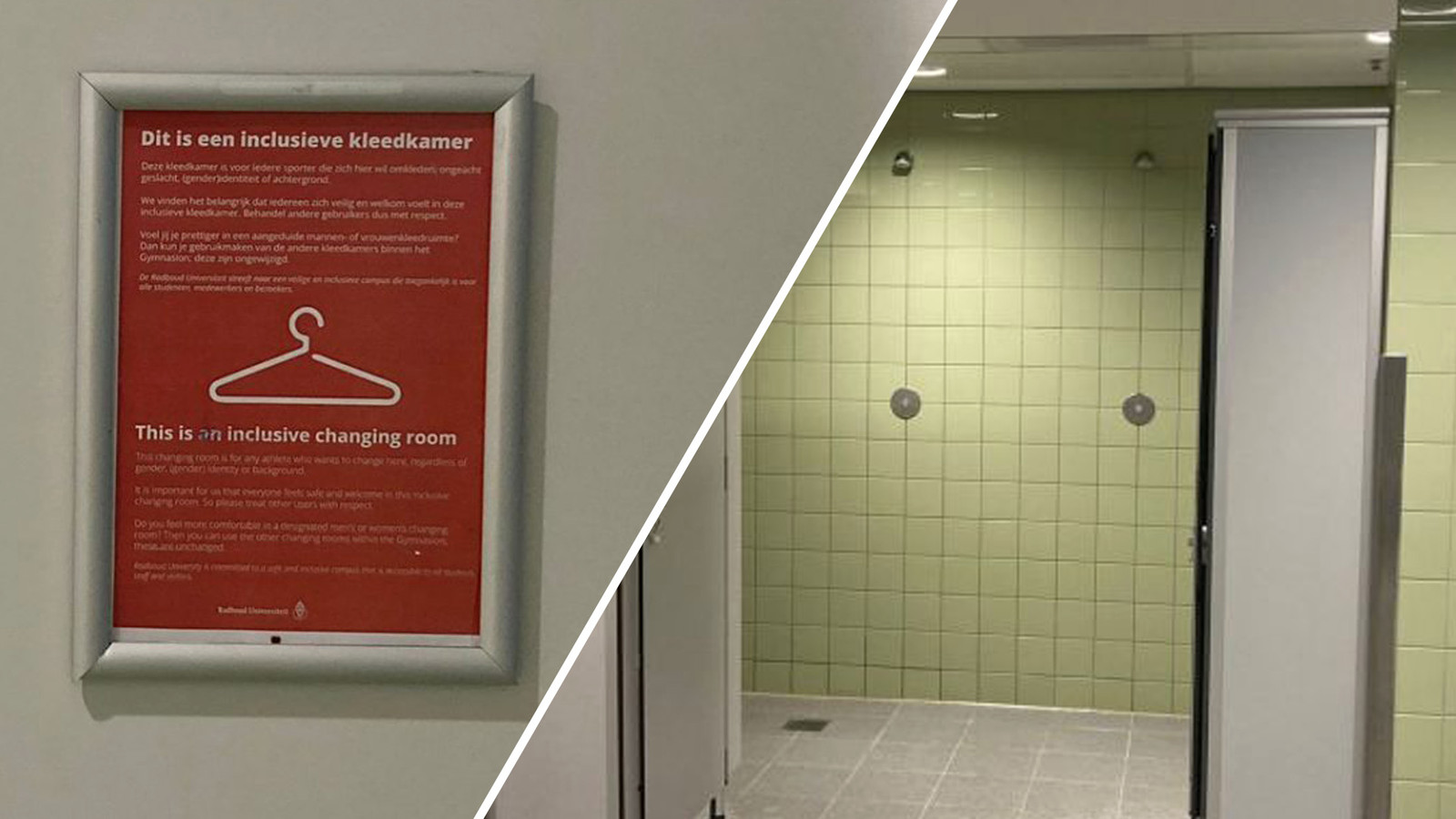 Iedereen is welkom in de inclusieve kleedkamer van het sportcentrum van de universiteit Foto