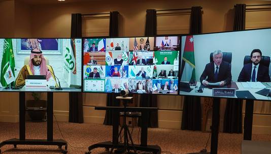 De leiders van de G20-landen vergaderden dit weekend virtueel onder leiding van gastland Saudi-Arabië. 