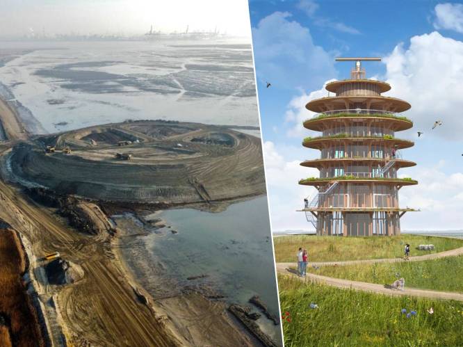Aanleg van panoramaheuvel in overstromingsgebied in eindfase: “Bovenop komt 25 meter hoge toren met horecazaak en ecolodges”