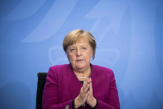 De Duitse bondskanselier Angela Merkel. Ze richtte zich vandaag specifiek tot jongeren, aangezien privéfeestjes onder jongeren al meermaals voor lokale uitbraken in Duitse steden zorgden.