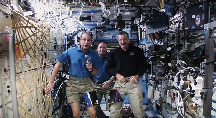 ISS-bemanning John Pettit, André Kuipers en Dan Burbank in 2011.