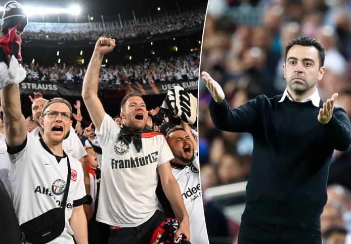 Camp Nou zat vol met Frankfurt-fans, Xavi vond dat niet leuk.