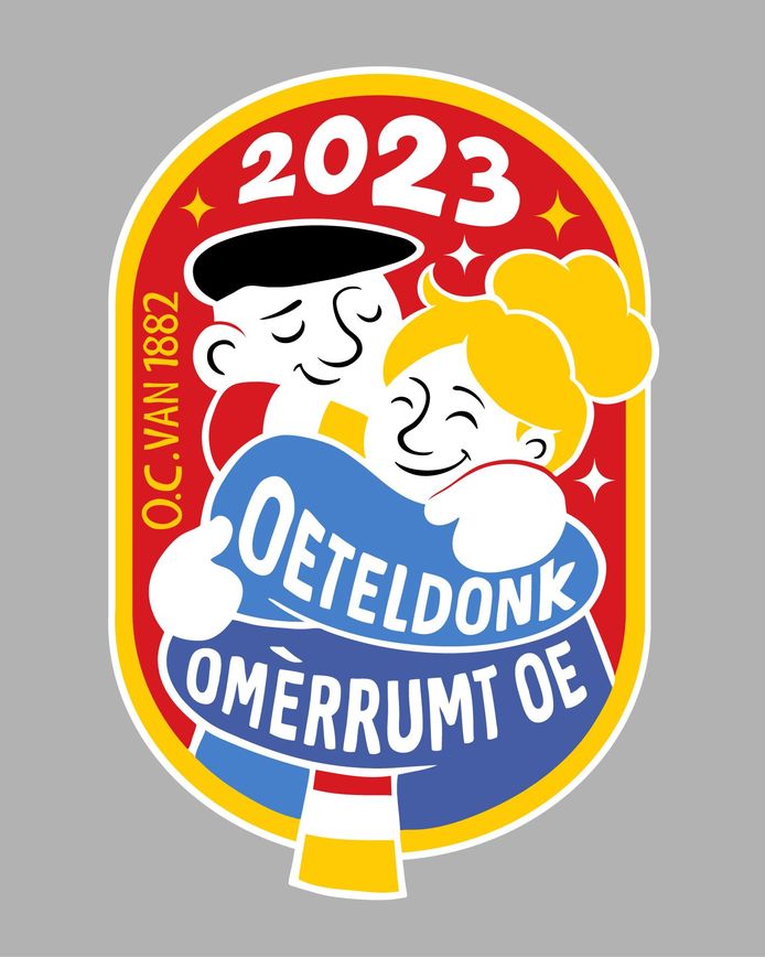 Het jaarembleem van Oeteldonk 2023, ontworpen door Joery van Zandvoort.