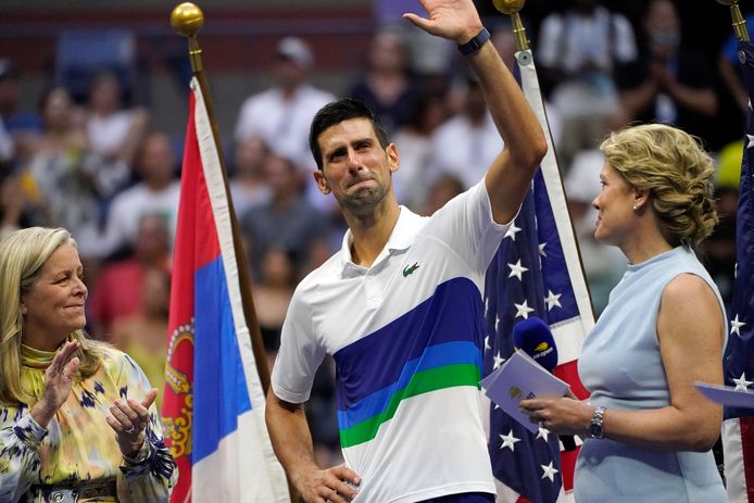 Novak Djokovic na de verloren finale van de US Open.