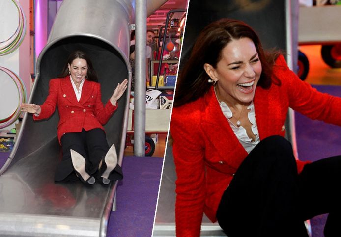 Kate Middleton op de glijbaan in Kopenhagen.