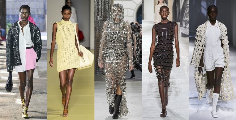 Vanaf links: Valentino, Salvatore Ferragamo, Paco Rabanne, Hermès, Fendi Beeld Imaxtree