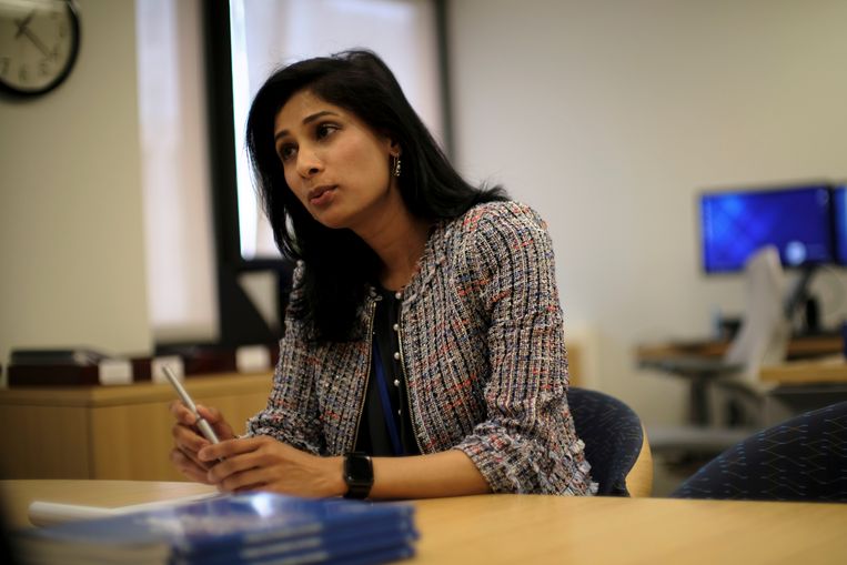 Gita Gopinath, hoofdeconoom van het IMF. Beeld Reuters