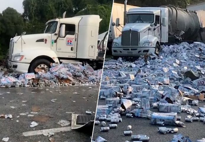 Lading bier vloeit over snelweg na grote crash in Florida