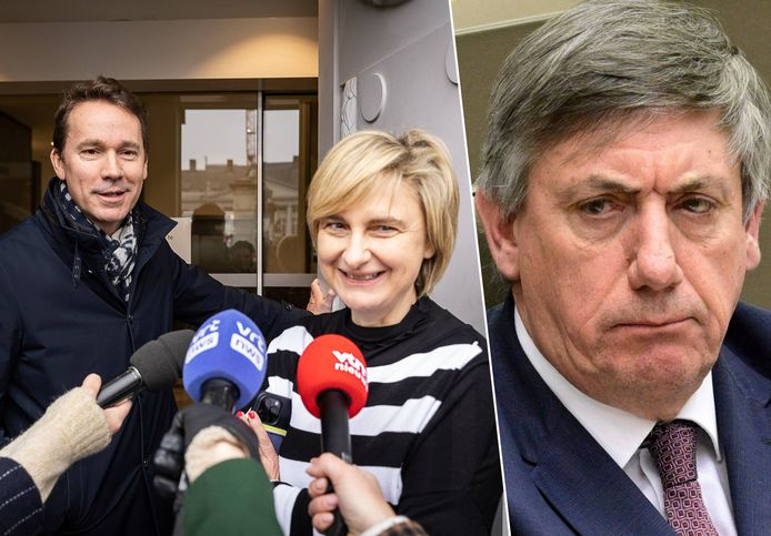 Vlaamse CD&V-ministers Jo Brouns en Hilde Crevits/ Vlaams minister-president Jan Jambon (N-VA).