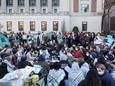 Een groep Joodse studenten op de campus van Columbia doet mee aan de solidariteitsacties voor de Palestijnen in Gaza.