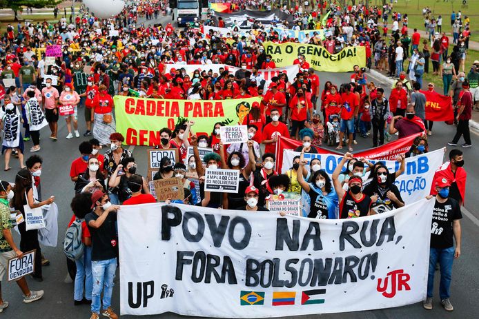 Betogers in de Braziliaanse hoofdstad Brasília.
