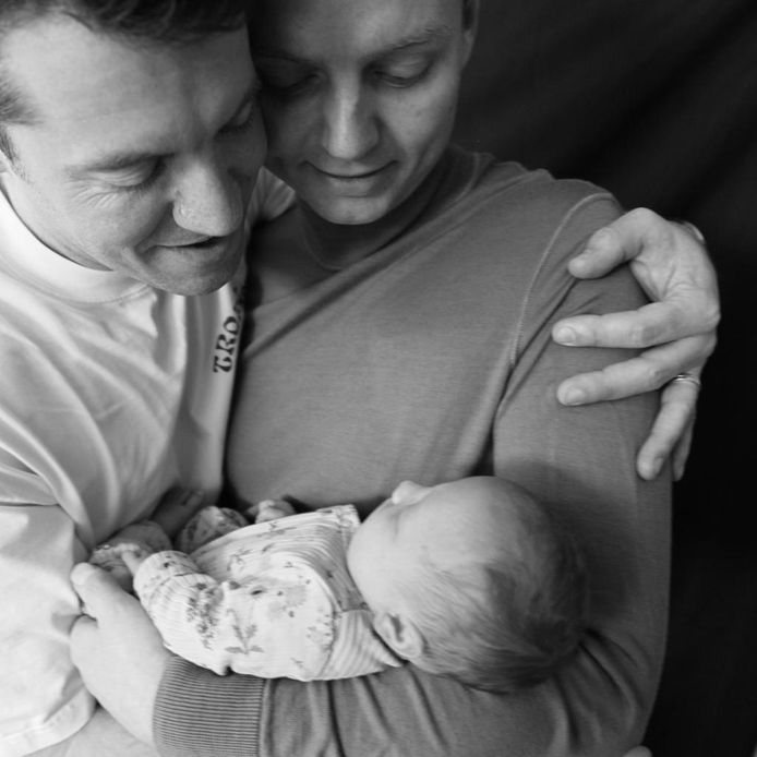 Thomas (links) en Patrick van Holsteijn met dochter Doutzen.