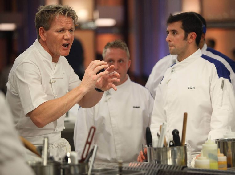 Scène uit 'Hell's Kitchen' met chef-kok Gordon Ramsay. Beeld FOX Image Collection