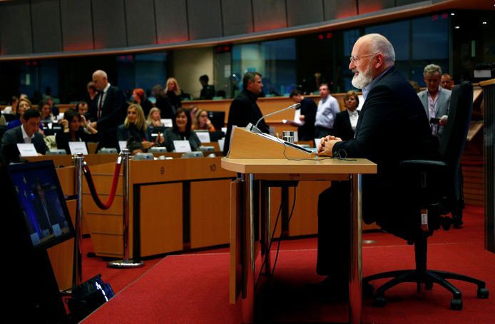 Frans Timmermans voor het Europees Parlement.