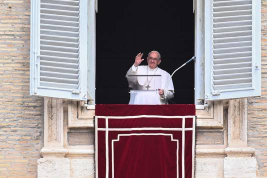 Paus Franciscus tijdens zijn toespraak op zondag.